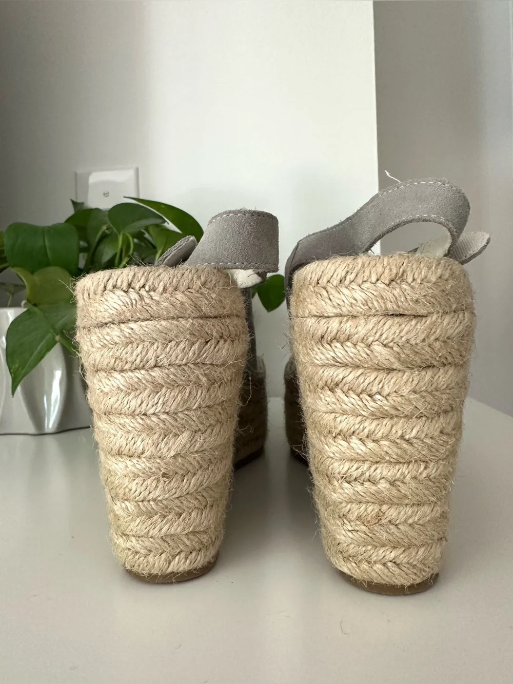 NEW! SOLUDOS Sevilla Espadrille Slingback Platform Wedge Sandals Gray Size 10